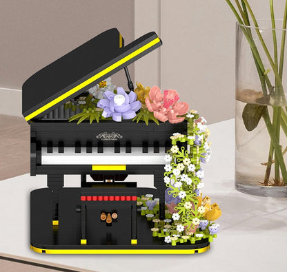 Mini Piano & Violin Building Block Set – DIY Musical Instrument Model with Eternal Flower Decor, Creative Gift for Children’s Birthdays
