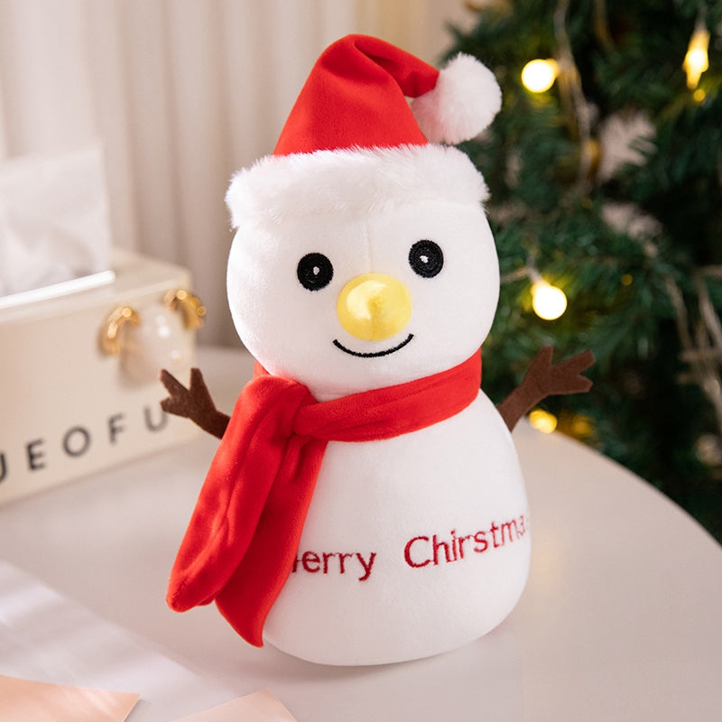 Luminous Singing Christmas Plush Toy – Cute Santa, Elk, or Snowman Plush Doll with Music and Lights, Perfect New Year Gift for Kids