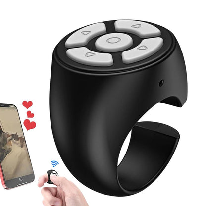 Wireless Remote Control Finger Ring – Rechargeable Bluetooth Camera Shutter & Smartphone Page Turner for Video Apps, Portable Gadget