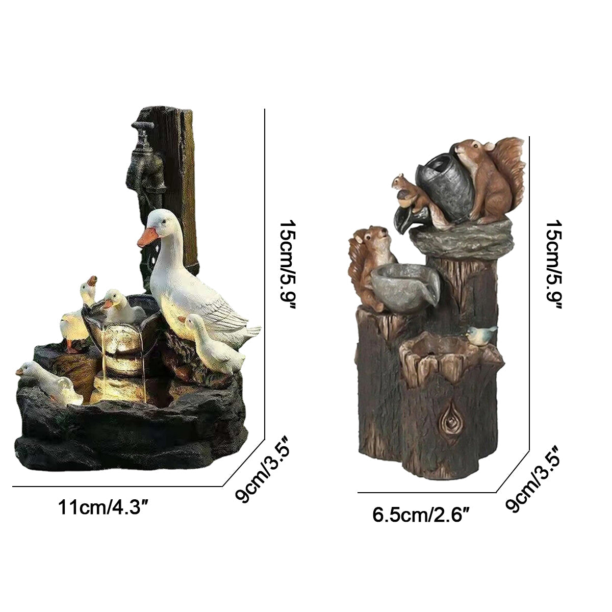 Resin Duck Family Water Fountain – Outdoor Sun Fountain Sculpture for Patio, Garden Landscaping, Decorative Water Feature Home & Yard Decor