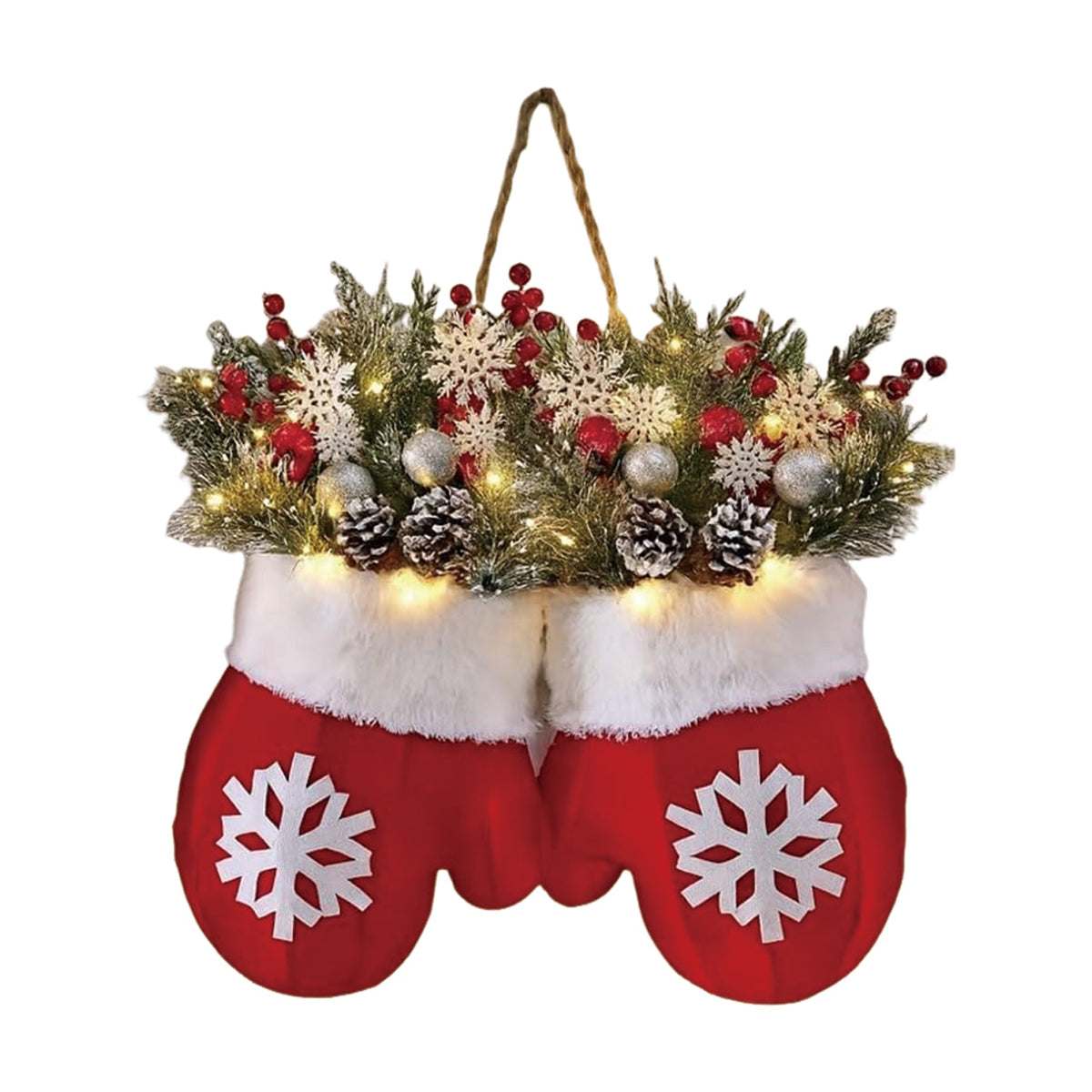 Christmas Glove-Shaped Floral Garland – Creative Simulated Flower Wreath for Doors, Windows, Parties & Holiday Home Decoration