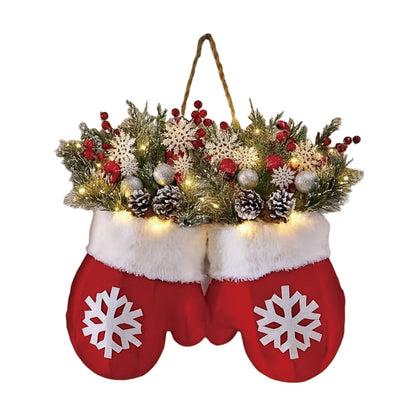 Christmas Glove-Shaped Floral Garland – Creative Simulated Flower Wreath for Doors, Windows, Parties & Holiday Home Decoration
