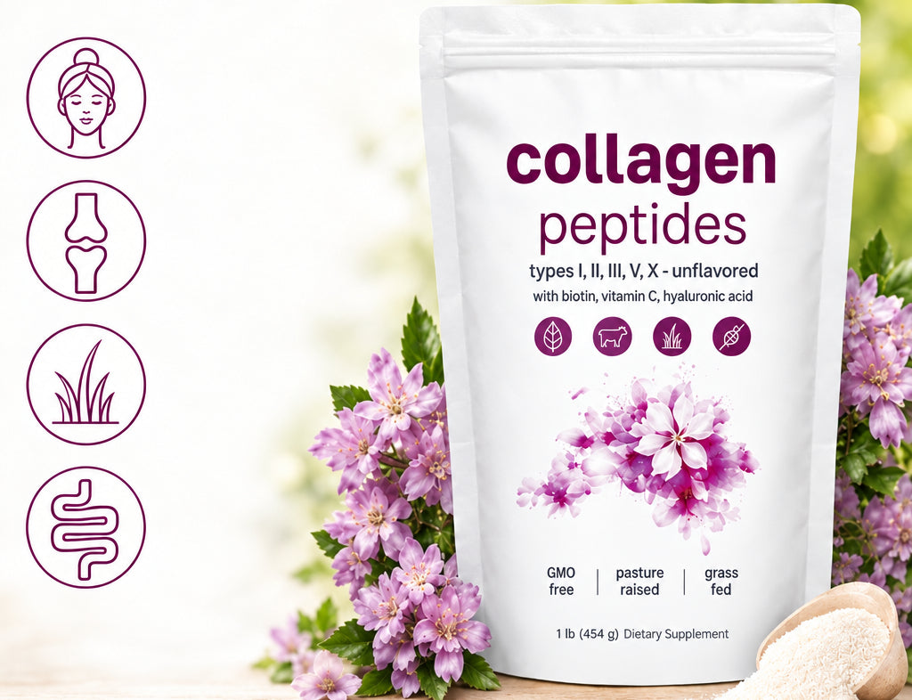 Multi Collagen Peptides Powder – Hydrolyzed Protein Blend with Types I, II, III, V and X for Convenient Daily Collagen Supplementation