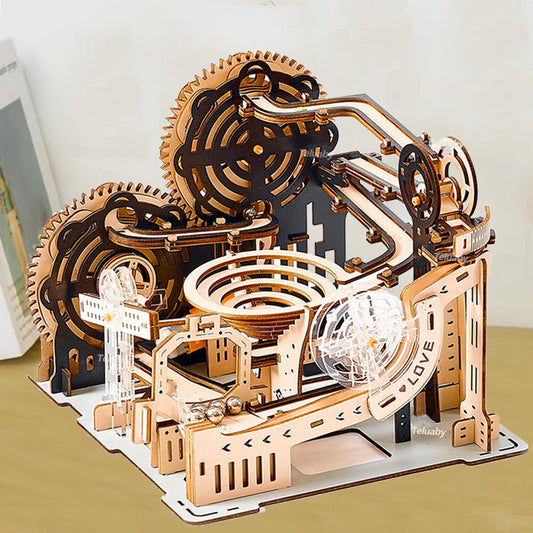 Wooden Marble Run Puzzle – 3D STEAM Mechanical Track Building Kit for Kids and Adults Educational Fun