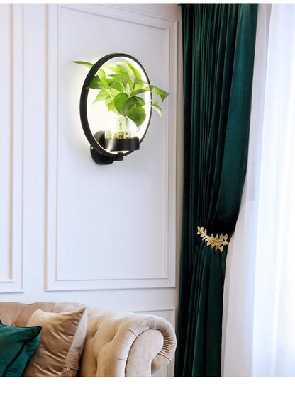 Nordic Creative Green Plant Wall Lamp – Decorative Lighting Fixture for Living Room, Bedroom and Staircase Decor
