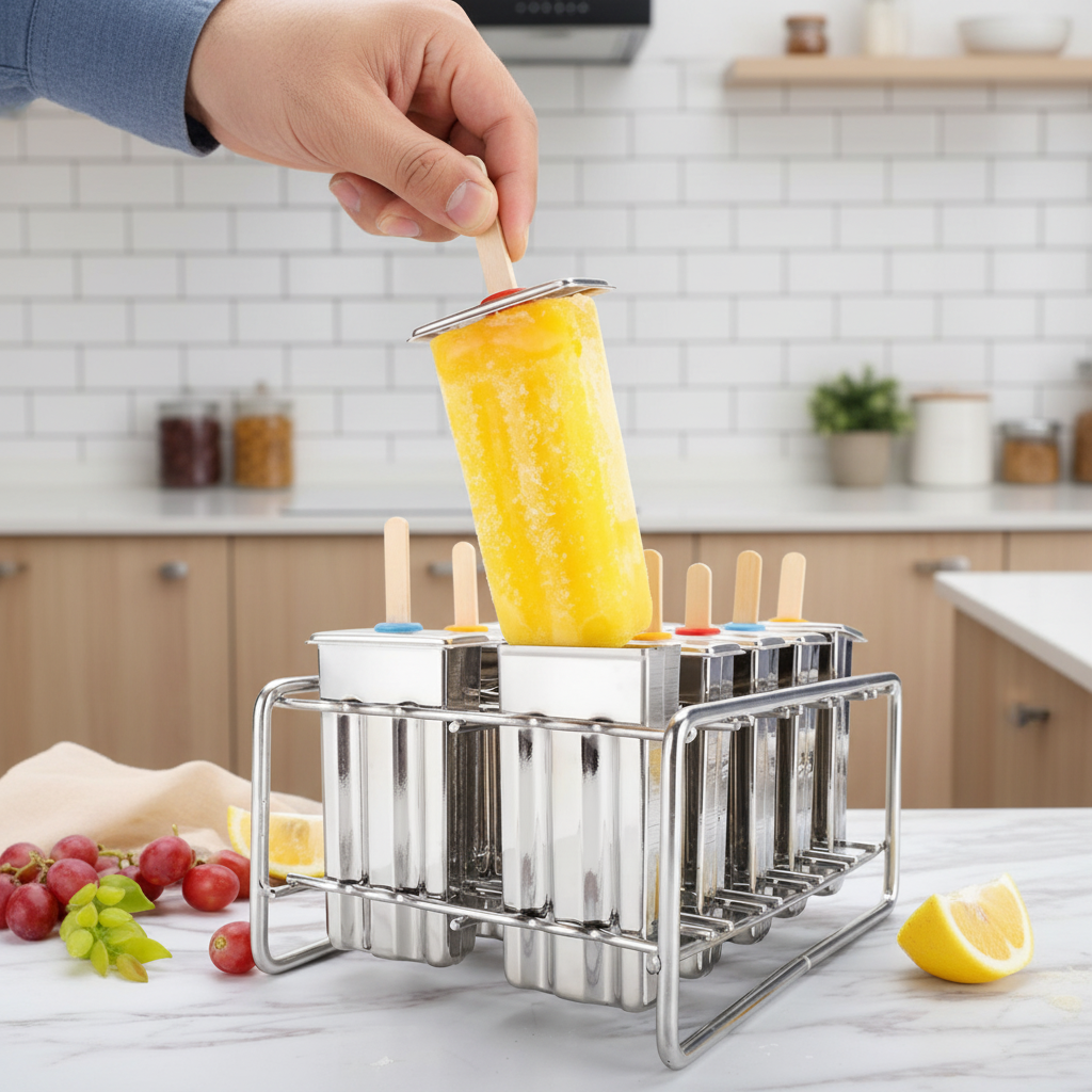 Stainless Steel Popsicle Mold Set – 10-Piece Reusable 304 Food-Grade Ice Cream Molds for Homemade Frozen Treats, Parties and Commercial Kitchens
