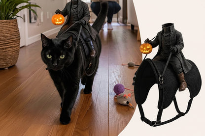 Headless Knight Pet Costume – 3D Pumpkin Lantern Halloween Outfit for Cats and Dogs, Funny Party Vest and Spooky Photo Accessory