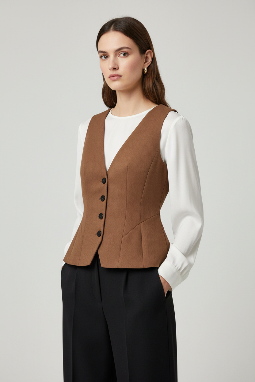 Minimalist Sleeveless V-Neck Vest – Single-Breasted Summer Essential Top for Effortless All-Match Women’s Fashion Styling