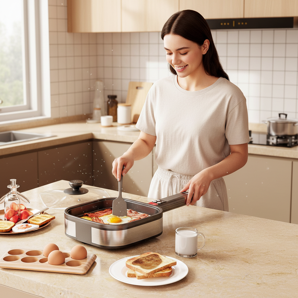 Mini Electric Pancake Maker – 220V Nonstick Breakfast Pan and Multifunction Crepe Cooker for Quick Pancakes, Eggs and Easy Home Meals