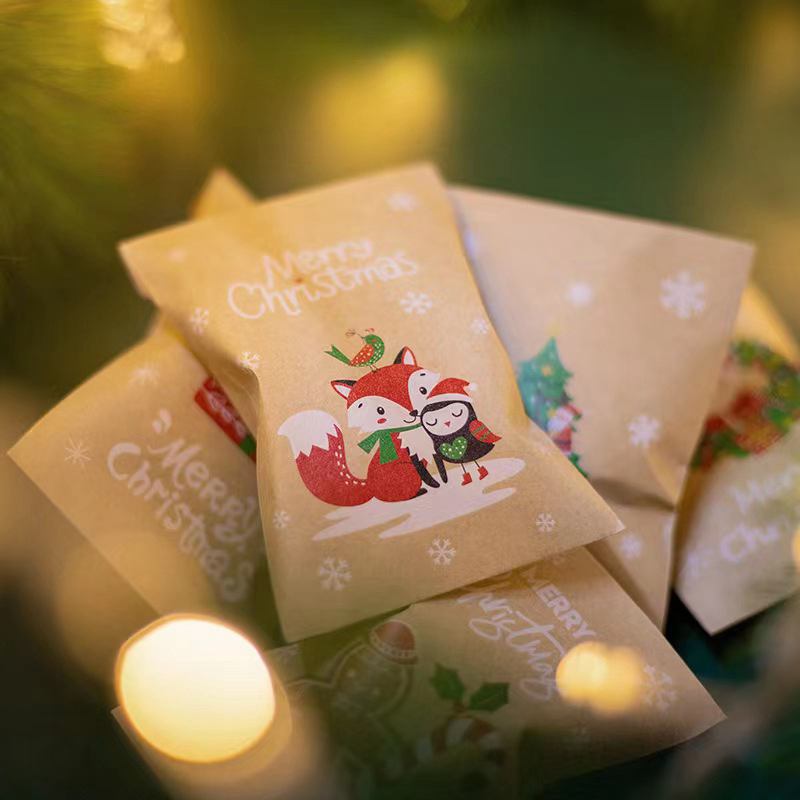 Christmas Kraft Paper Gift Bag Set – Cookie & Biscuit Wrapping Envelopes for Xmas Parties, New Year 2025 Gifts & Holiday Packaging