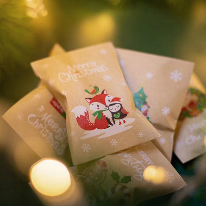 Christmas Kraft Paper Gift Bag Set – Cookie & Biscuit Wrapping Envelopes for Xmas Parties, New Year 2025 Gifts & Holiday Packaging