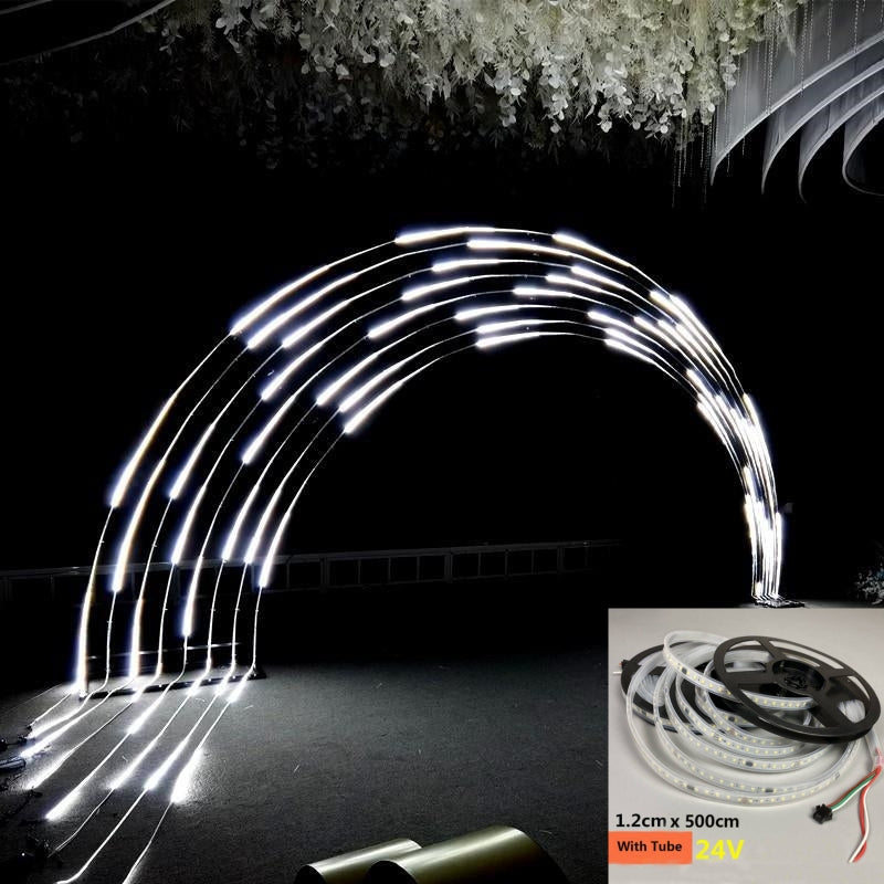 Waterproof Flow LED Strip Light – Flexible Neon Backlit Track Lighting for Outdoor Décor, Architectural Accents & Ambient Illumination