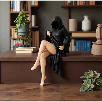 Halloween Masked Women Statue - Elegant and Mysterious Desktop Ornament for Fireplace, Entryway, or Halloween Home Decor