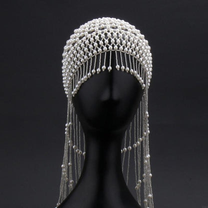 Graceful Pearl Beaded Hair Headpiece - Adjustable Elegant Hair Accessory for Weddings, Formal Events, or Stylish Everyday Wear