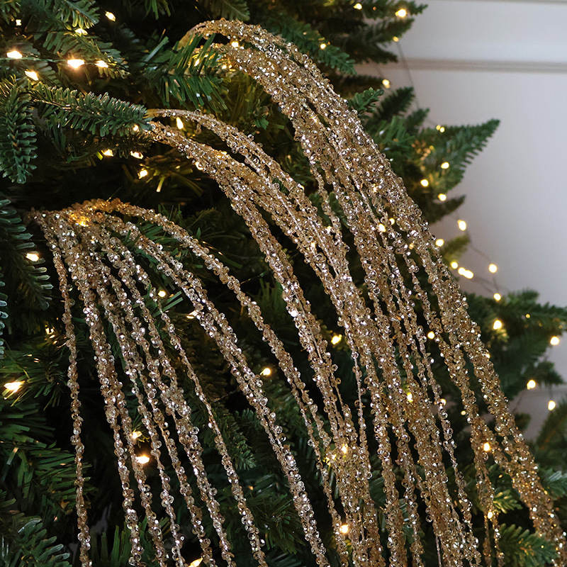 Sequin Glitter Christmas Branch Sticks – Artificial White Tassel Plant Decorations for Holiday Trees, Parties & Festive Displays