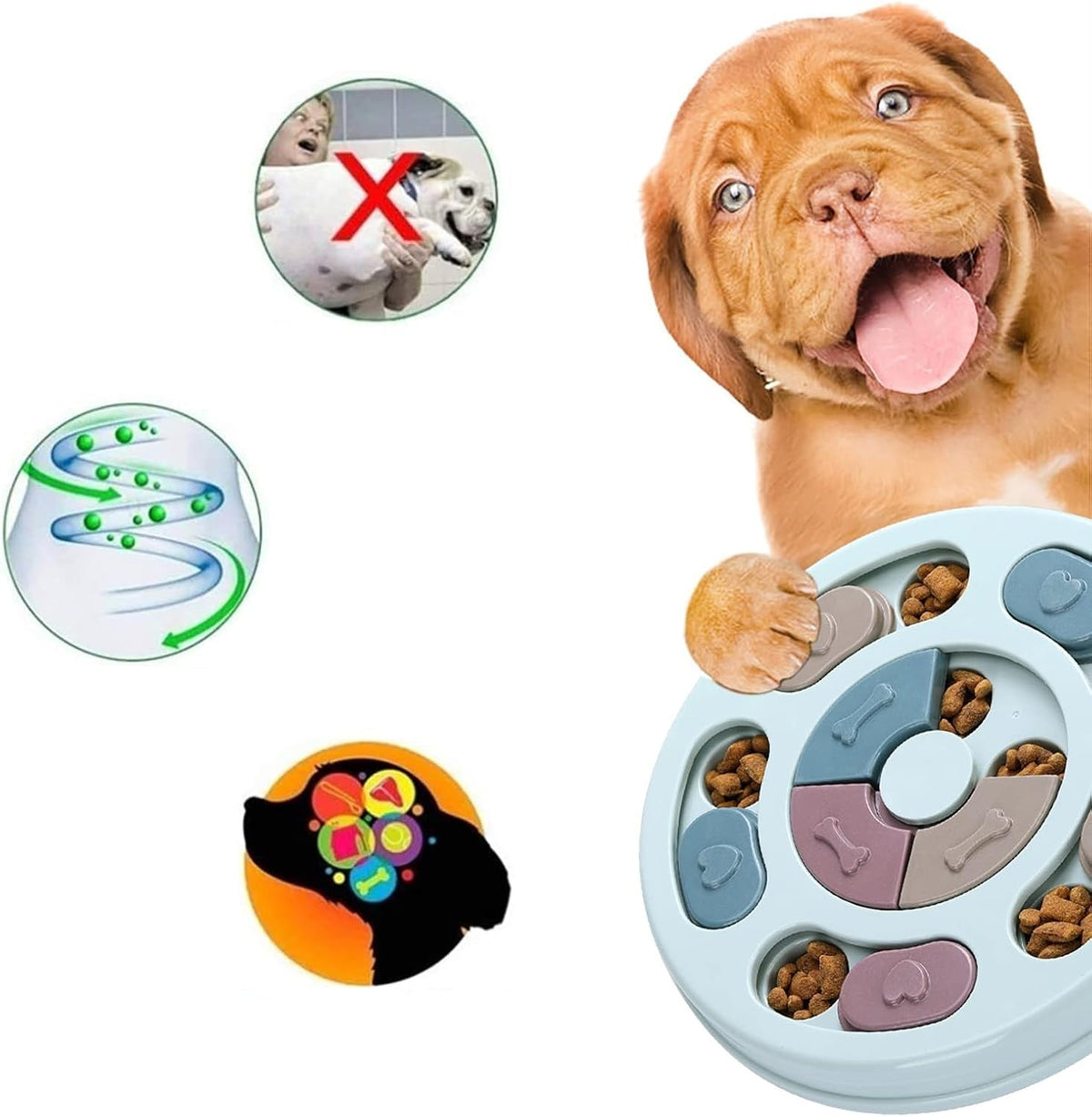 Interactive Dog Puzzle Feeder Toy - IQ Training Treat Dispenser for Mental Stimulation, Slow Eating & Enrichment Fun
