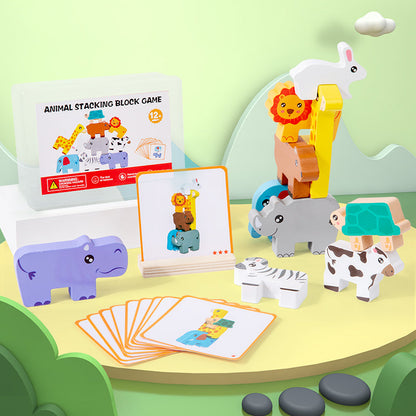 Wooden Stacking Challenge Blocks – Balance Building Toy for Kids with Creative Construction, Problem Solving and Fine Motor Skill Development