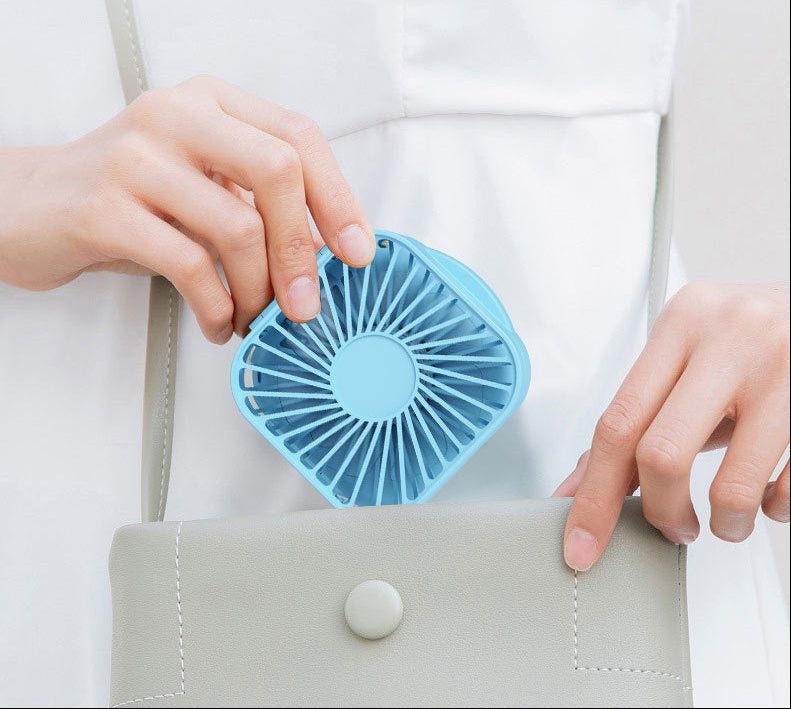 Handheld Portable Fan with Mirror – Compact Rechargeable Personal Cooling Device for Makeup, Travel, Summer Outdoor Use and Everyday Convenience