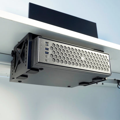 Adjustable Under-Desk PC / NAS Mount – Heavy-Duty Bracket Holder for CPU Towers, UPS Units & Small Form Computers, Space-Saving Office Setup