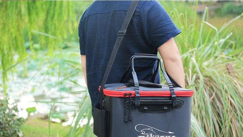 Portable EVA Folding Live Fish Bucket – Thickened Fishing Water Tank with Carry Handles, Outdoor Live Fish Storage Box for Anglers, Durable Fishing Gear