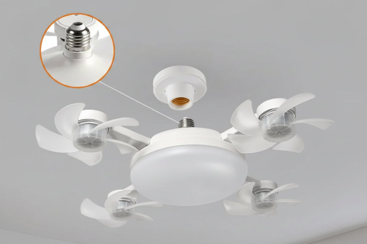 Drone-Style Ceiling Fan Light – 2-in-1 E27 LED Fan Lamp with Remote Control and Three Colors for Home, Dining and Restaurant Spaces