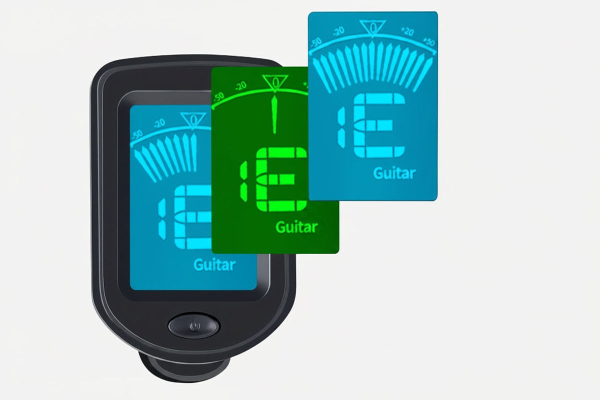 Clip On Guitar Tuner – Rotatable LCD Digital Tuner for Guitar, Ukulele, Violin and String Instrument Accurate Tuning