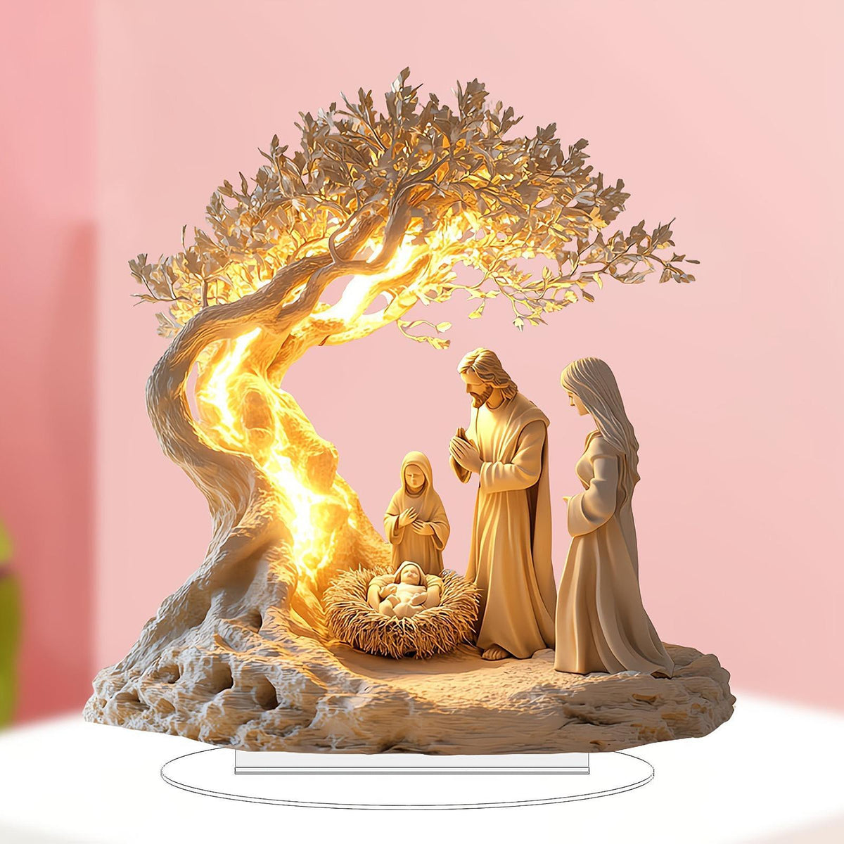 Nativity Jesus Birth Figurine – 2D Acrylic Christmas Statue Ornament for Home, Office, Church Decor, and Holiday Collectible Displays