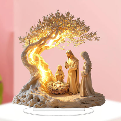 Nativity Jesus Birth Figurine – 2D Acrylic Christmas Statue Ornament for Home, Office, Church Decor, and Holiday Collectible Displays