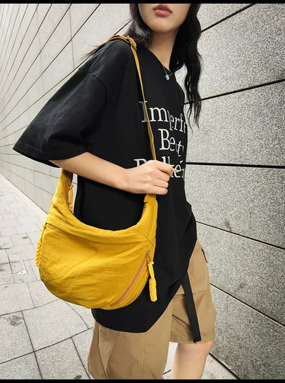 Trendy Soft Cloth Women’s Shoulder Bag – Solid Color Casual Hobo Handbag with Large Capacity, Lightweight Crossbody Style for Students, Daily Use & Travel