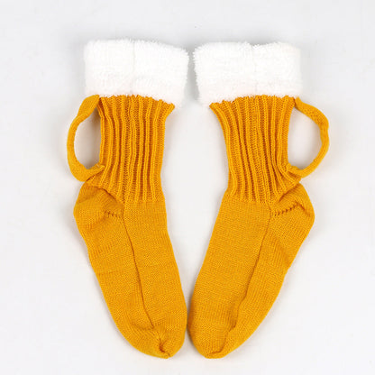 Cozy Thick Beer Mug Knit Socks – Warm Winter Floor Socks for Men & Women, Soft Mid-Tube Design, Fits EU 36–42 Sizes