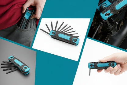 Folding Allen Wrench Set – 8-in-1 Portable Metric Hex Key and Tamper-Proof Torx Tool Kit for Bicycle, Furniture and DIY Repairs