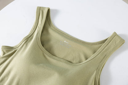 Integrated Strap Vest Top with Chest Pad – Women’s Built-In Bra Innerwear Base Shirt for Daily Comfort and Style