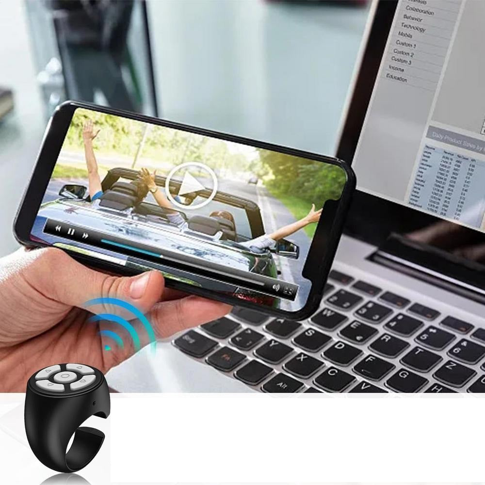 Wireless Remote Control Finger Ring – Rechargeable Bluetooth Camera Shutter & Smartphone Page Turner for Video Apps, Portable Gadget