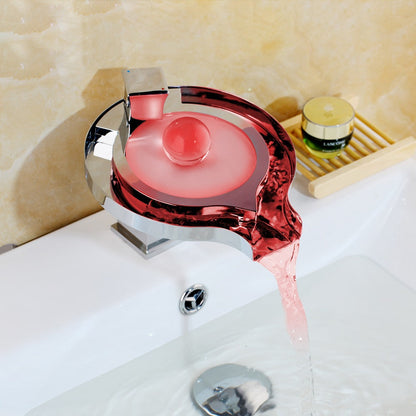 RGB LED Bathroom Basin Faucet – Brass Waterfall Sink Mixer Tap with Hot and Cold Water Control