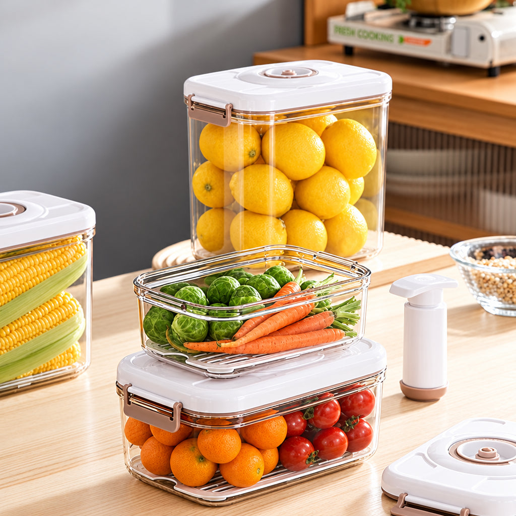 Vacuum Food Storage Container – Sealed Grain Tank and Drainable Refrigerator Fresh-Keeping Box for Organized, Space-Saving Kitchen Food Storage