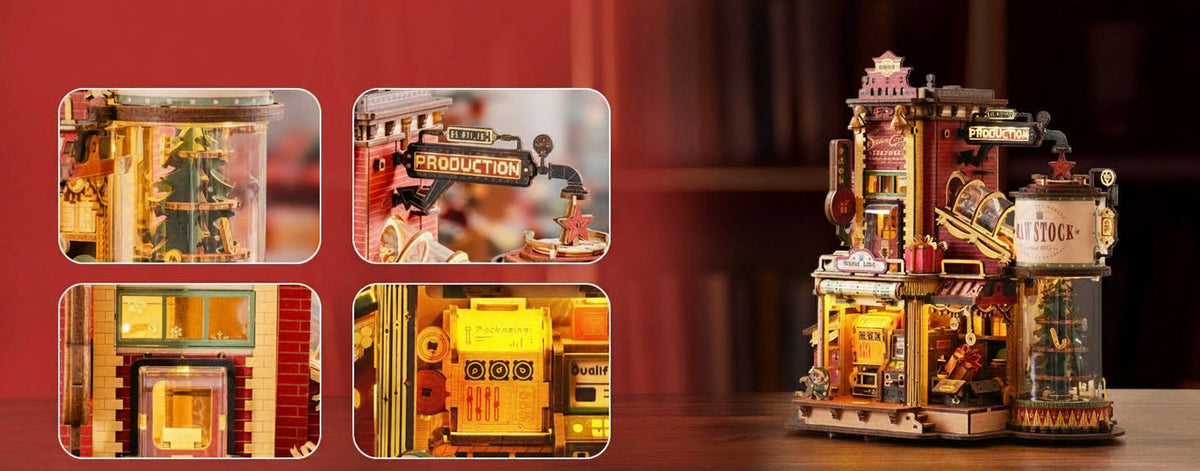 Christmas Dream Gift Factory Puzzle Music Box – 3D Wooden Puzzle Kit, Perfect Holiday Gift for Kids, Adults & Collectors