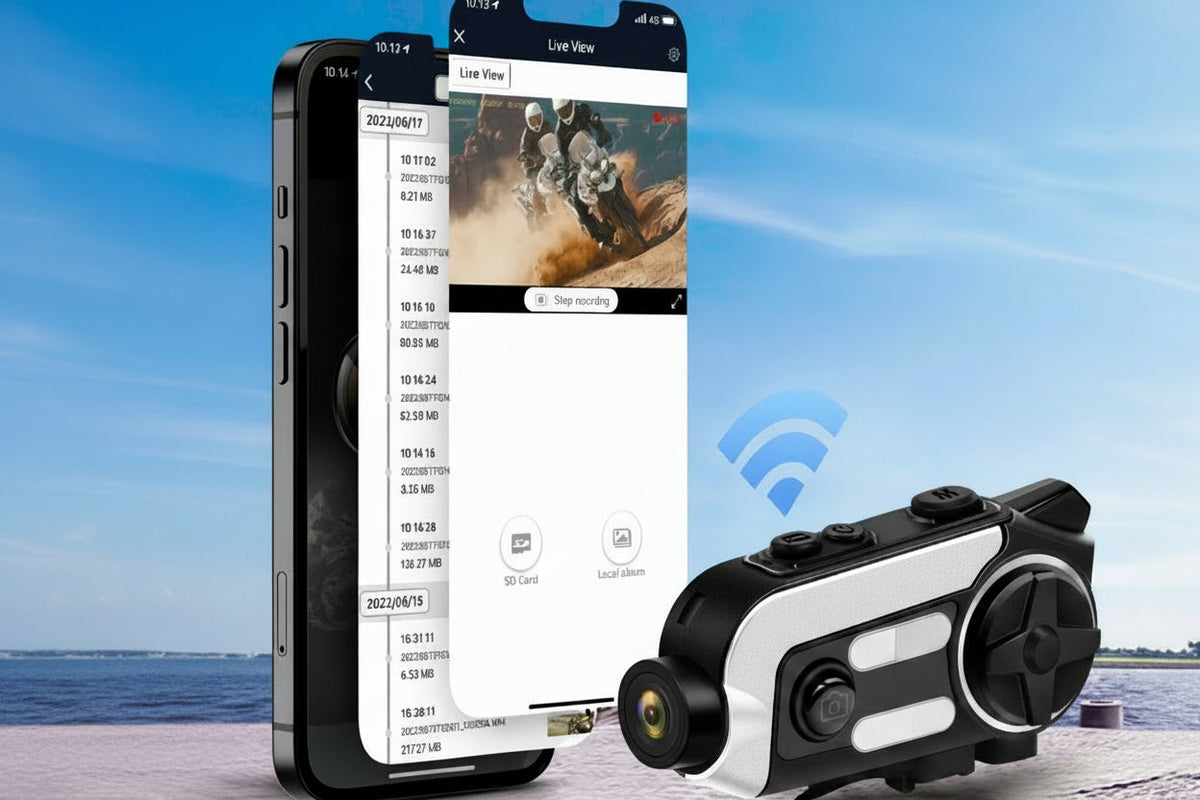 PRO Motorcycle Intercom – Bluetooth Helmet Headset with Video Recording, Wireless Communication and Hands-Free Riding Connectivity