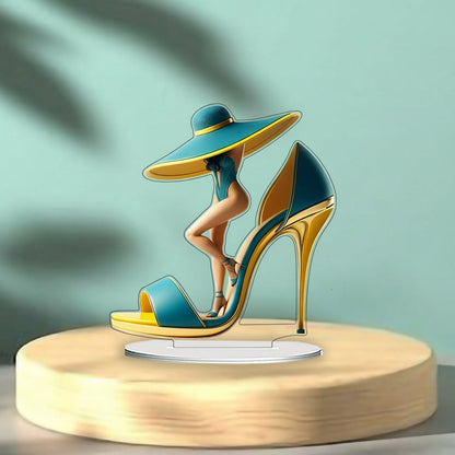 Creative High-Heel Beauty Figurine – Stylish Cartoon Desktop Ornament for Living Room Home Decor, Unique Decorative Accent for Modern Spaces