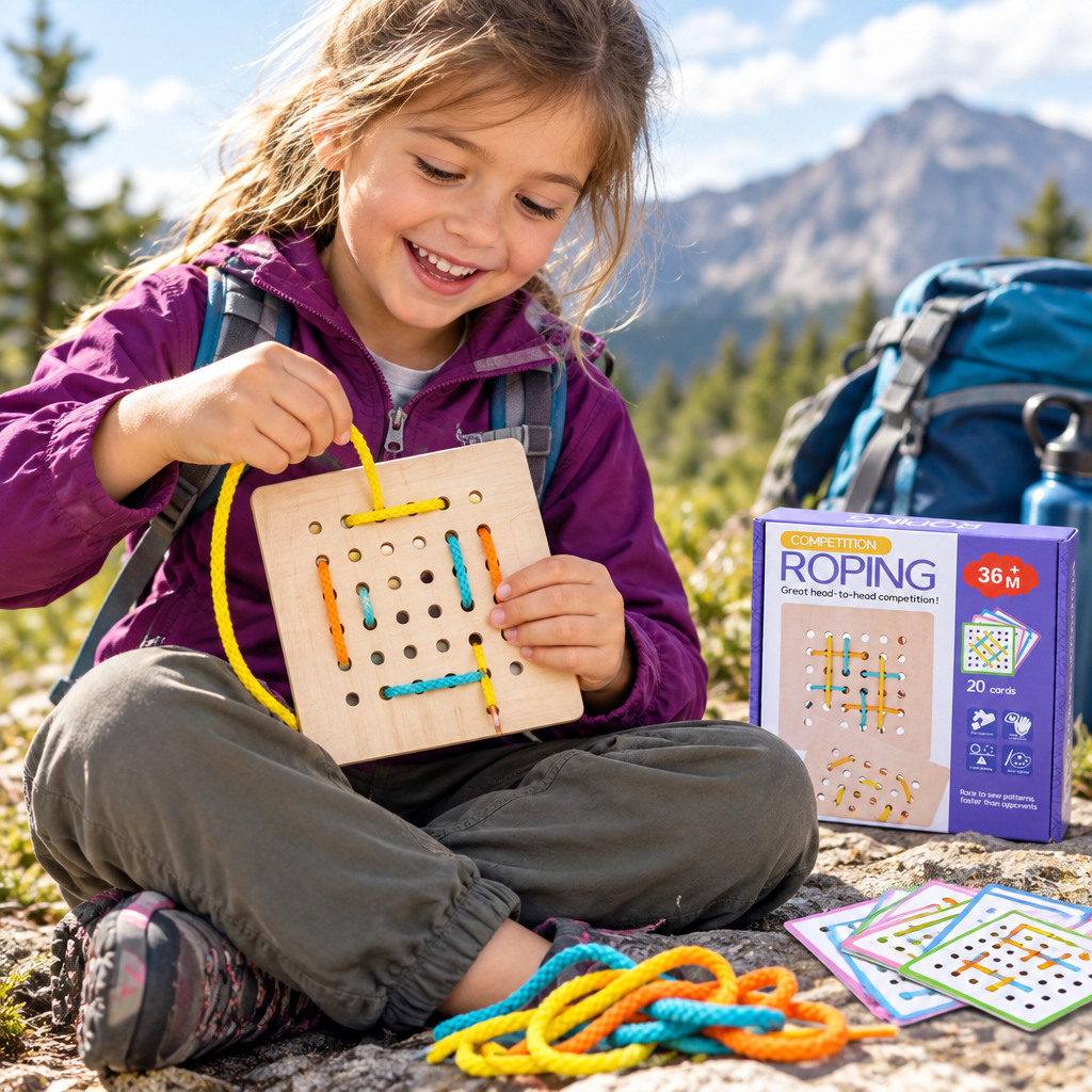 Double Battle Rope Threading Game – Pattern-Matching Educational Toy for Kids with Hand-Eye Coordination, Fine Motor Practice and Competitive Play