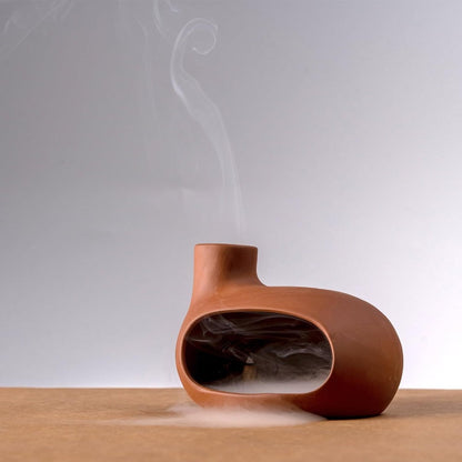 Terracotta Palo Santo Holder – Chiminea-Style Incense Burner for Meditation, Yoga & Cleansing; Works with Wood Sticks, Sage, Cones & Ash Catcher