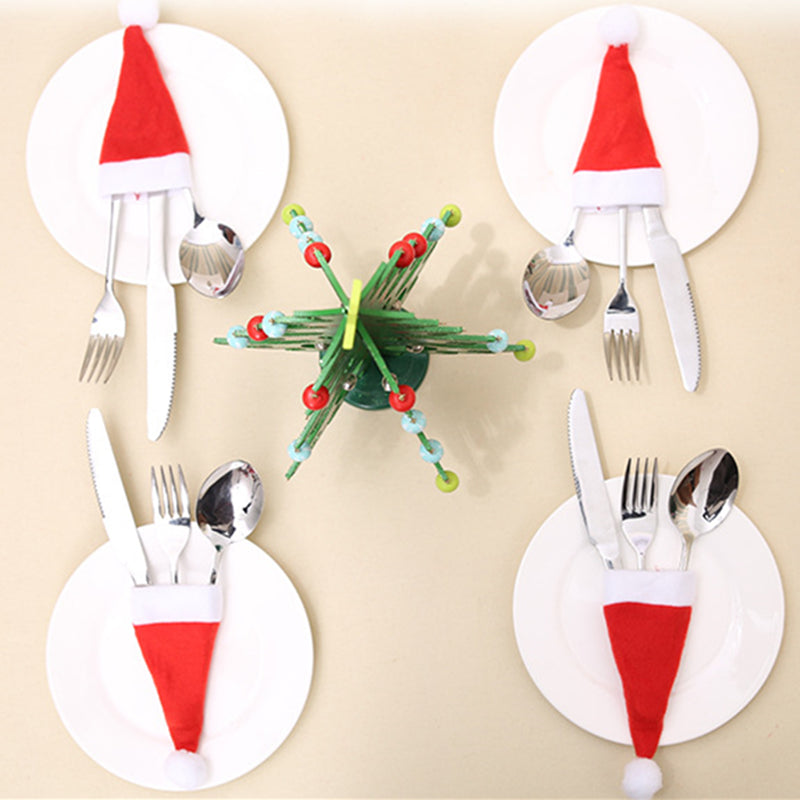 Christmas Tableware Cutlery Bag Set – 1–30PCS Santa Hat Knife & Fork Holders for Holiday Dinner Decor, Festive Table Settings, and Party Ornaments