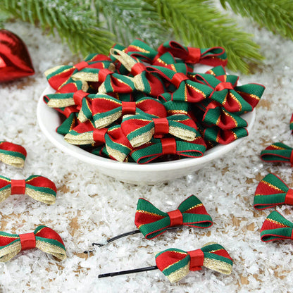 Satin Christmas Ribbon Bow Set – Handmade DIY Gift Wrapping Bows for Crafts, Hair Accessories, Xmas Parties & New Year Decorations