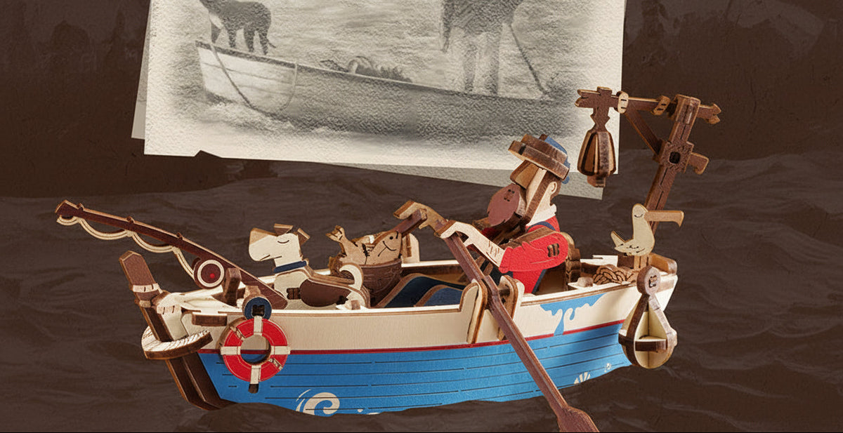 Ocean Fisher Puzzle Kit – DIY 3D Wooden Pendulum Model for Creative Building, Home Decoration and Educational Fun