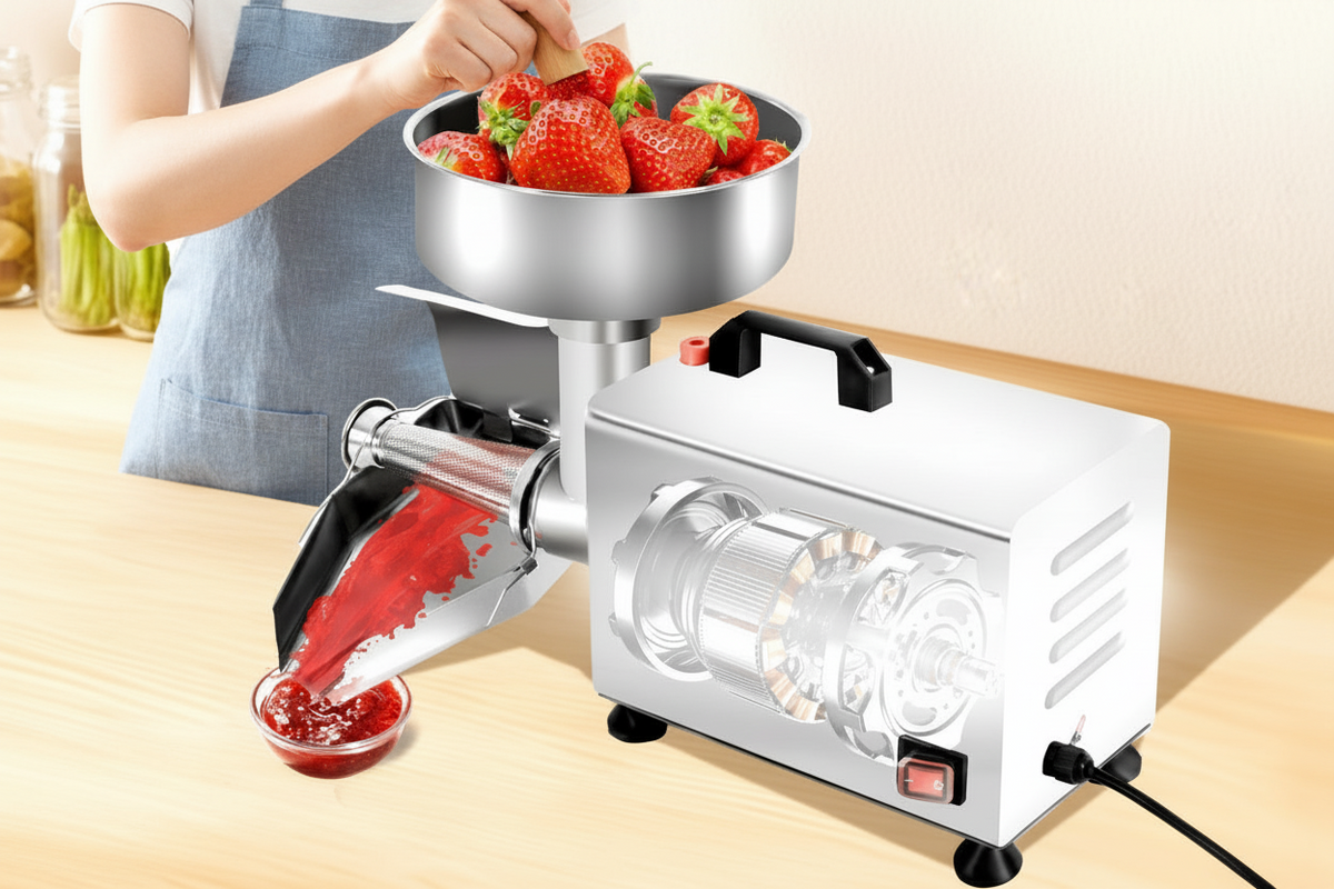 Electric Tomato Sauce Maker – 450W Food-Grade Stainless Steel Strainer with 110LB Capacity for Jam, Tomato Puree and Commercial Kitchen Prep