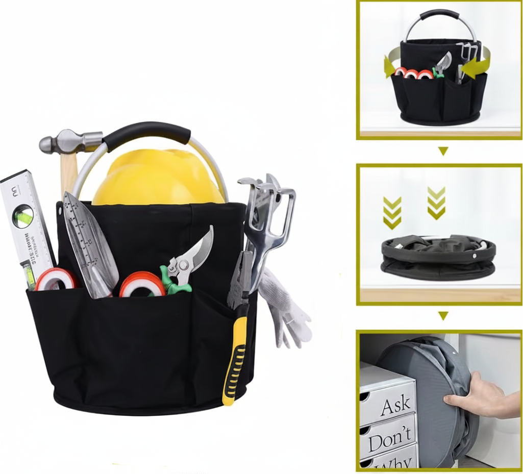 Large Capacity Folding Storage Organizer Bag – Utility Tote with Handle for Cleaning Supplies, Tools, Picnics and Daily Organization