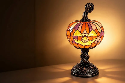 LED Jack-O-Lantern Pumpkin Lamp – Spooky Resin Halloween Table Light for DIY Holiday Decor, Parties, Home Displays and Haunted Atmosphere