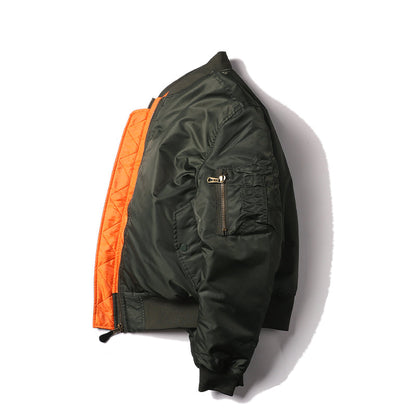 Padded Military MA1 Bomber Jacket – Nylon Quilted Flight Jacket for Men, Windproof Winter Outerwear for Daily Use