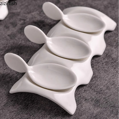 Ceramic Sushi Serving Plate – Elegant Caviar, Sashimi and Dim Sum Dish for Desserts, Snacks, Fruit, Seasonings and Stylish Dining
