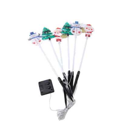 Solar Christmas Lawn Light Set – 6-Piece Santa & Reindeer Waterproof Garden Lamps for Festive Outdoor Holiday Decoration