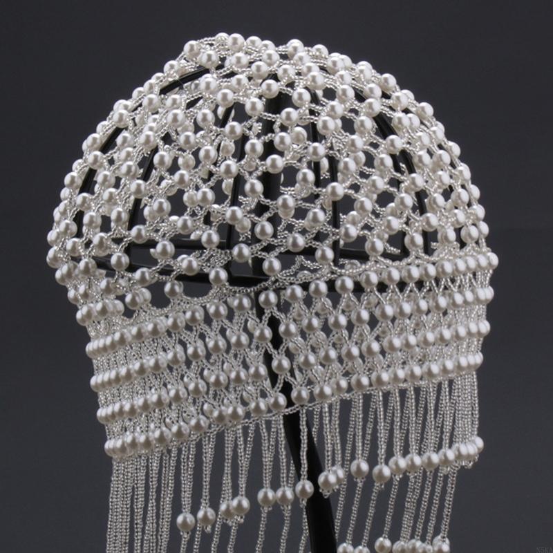 Graceful Pearl Beaded Hair Headpiece - Adjustable Elegant Hair Accessory for Weddings, Formal Events, or Stylish Everyday Wear